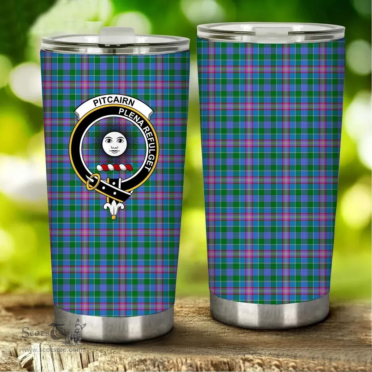 Scottish Pitcairn Clan Tartan Tumbler - Stainless Steel Glitter Tumbler Scottish Plaid Tartan Plaid