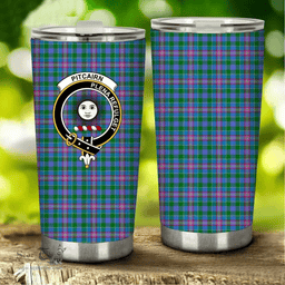 Scottish Pitcairn Clan Tartan Tumbler - Stainless Steel Glitter Tumbler Scottish Plaid Tartan Plaid