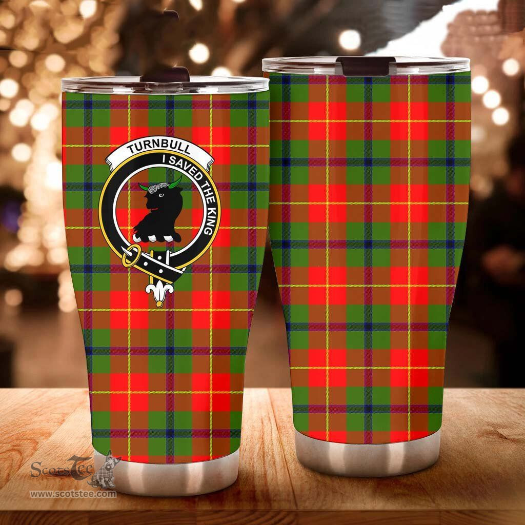 Scottish Turnbull Clan Tartan Tumbler - Curved Glitter Tumbler Scottish Plaid Tartan Plaid
