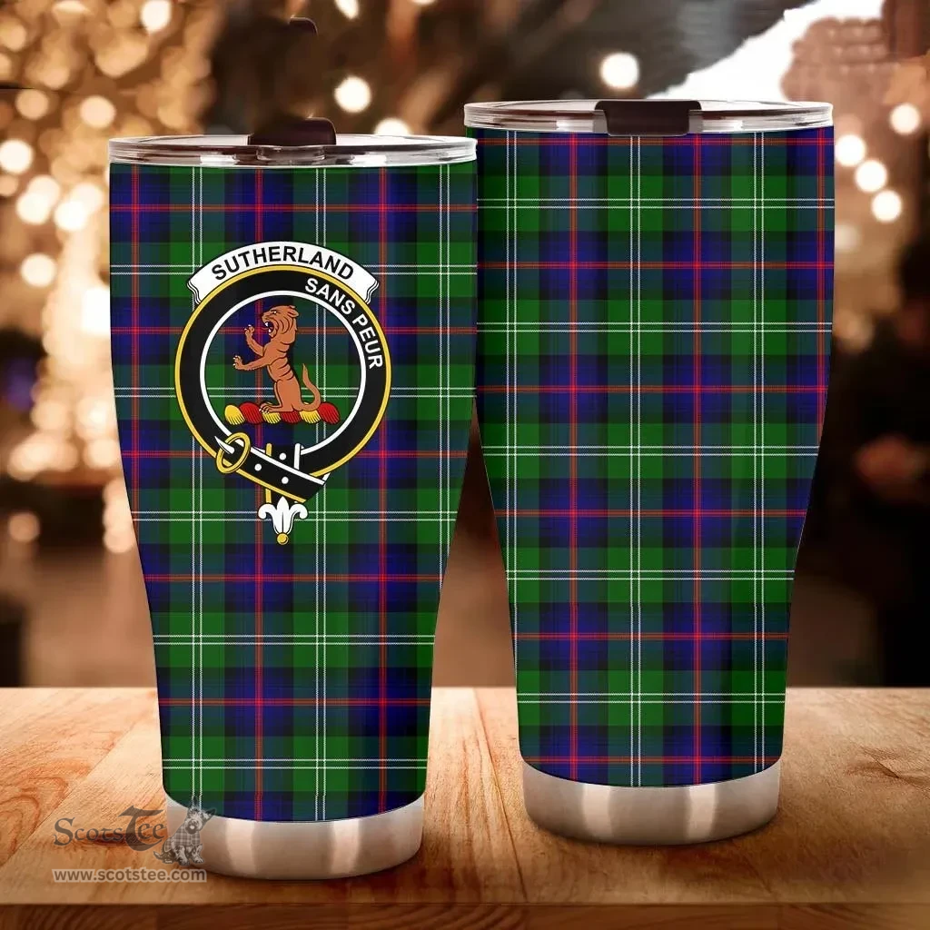 Scottish Sutherland II Clan Tartan Tumbler - Curved Glitter Tumbler Scottish Plaid Tartan Plaid