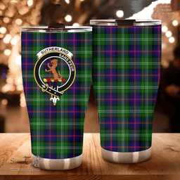Scottish Sutherland II Clan Tartan Tumbler - Curved Glitter Tumbler Scottish Plaid Tartan Plaid