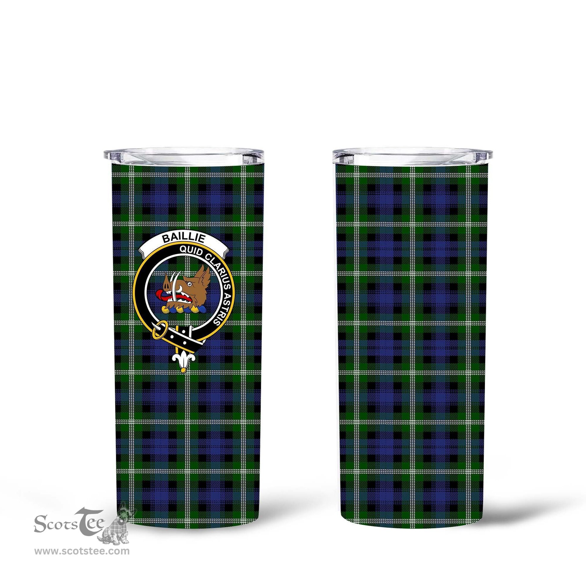 Scottish Baillie Clan Tartan Tumbler - Tall Glitter Tumbler Scottish Plaid Tartan Plaid