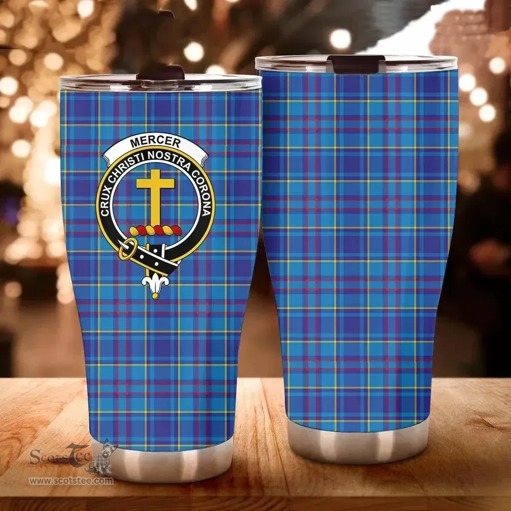 Scottish Mercer Clan Tartan Tumbler - Curved Glitter Tumbler Scottish Plaid Tartan Plaid