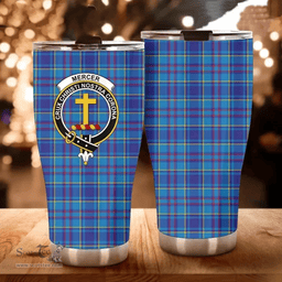 Scottish Mercer Clan Tartan Tumbler - Curved Glitter Tumbler Scottish Plaid Tartan Plaid