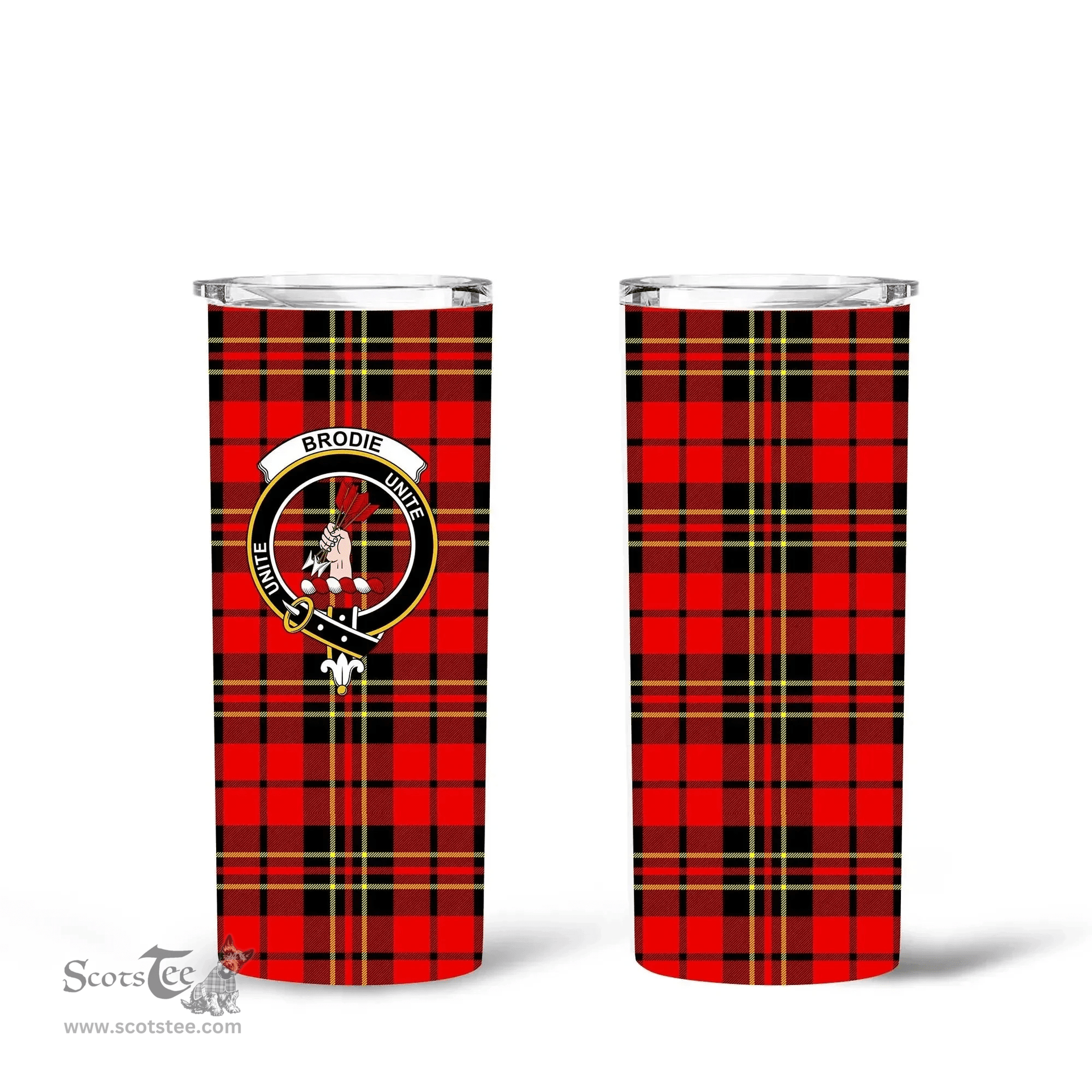 Scottish Brodie Clan Tartan Tumbler - Tall Glitter Tumbler Scottish Plaid Tartan Plaid