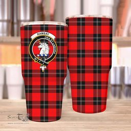 Scottish Ramsay Clan Tartan Tumbler - Stainless Steel Glitter Tumbler Scottish Plaid Tartan Plaid