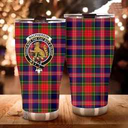 Scottish MacPherson Clan Tartan Tumbler - Curved Glitter Tumbler Scottish Plaid Tartan Plaid