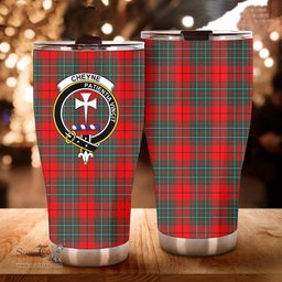 Scottish Cheyne Clan Tartan Tumbler - Curved Glitter Tumbler Scottish Plaid Tartan Plaid
