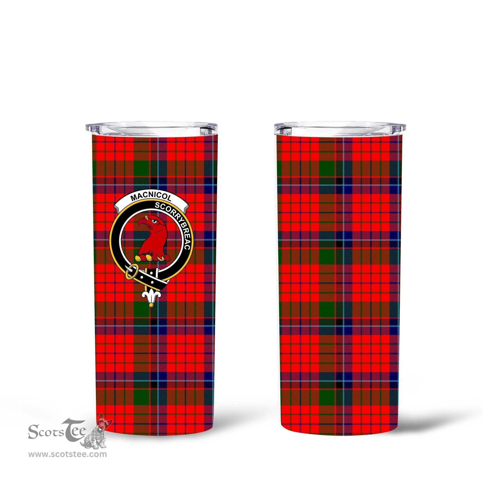 Scottish MacNicol (of Scorrybreac) Clan Tartan Tumbler - Tall Glitter Tumbler Scottish Plaid Tartan Plaid