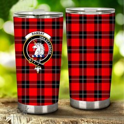 Scottish Ramsay Clan Tartan Tumbler - Stainless Steel Glitter Tumbler Scottish Plaid Tartan Plaid