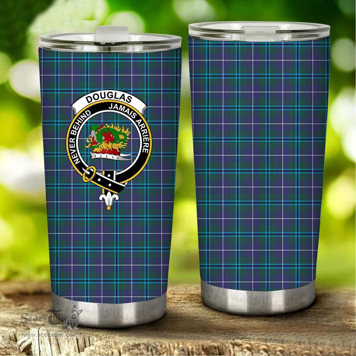 Scottish Douglas Clan Tartan Tumbler - Stainless Steel Glitter Tumbler Scottish Plaid Tartan Plaid
