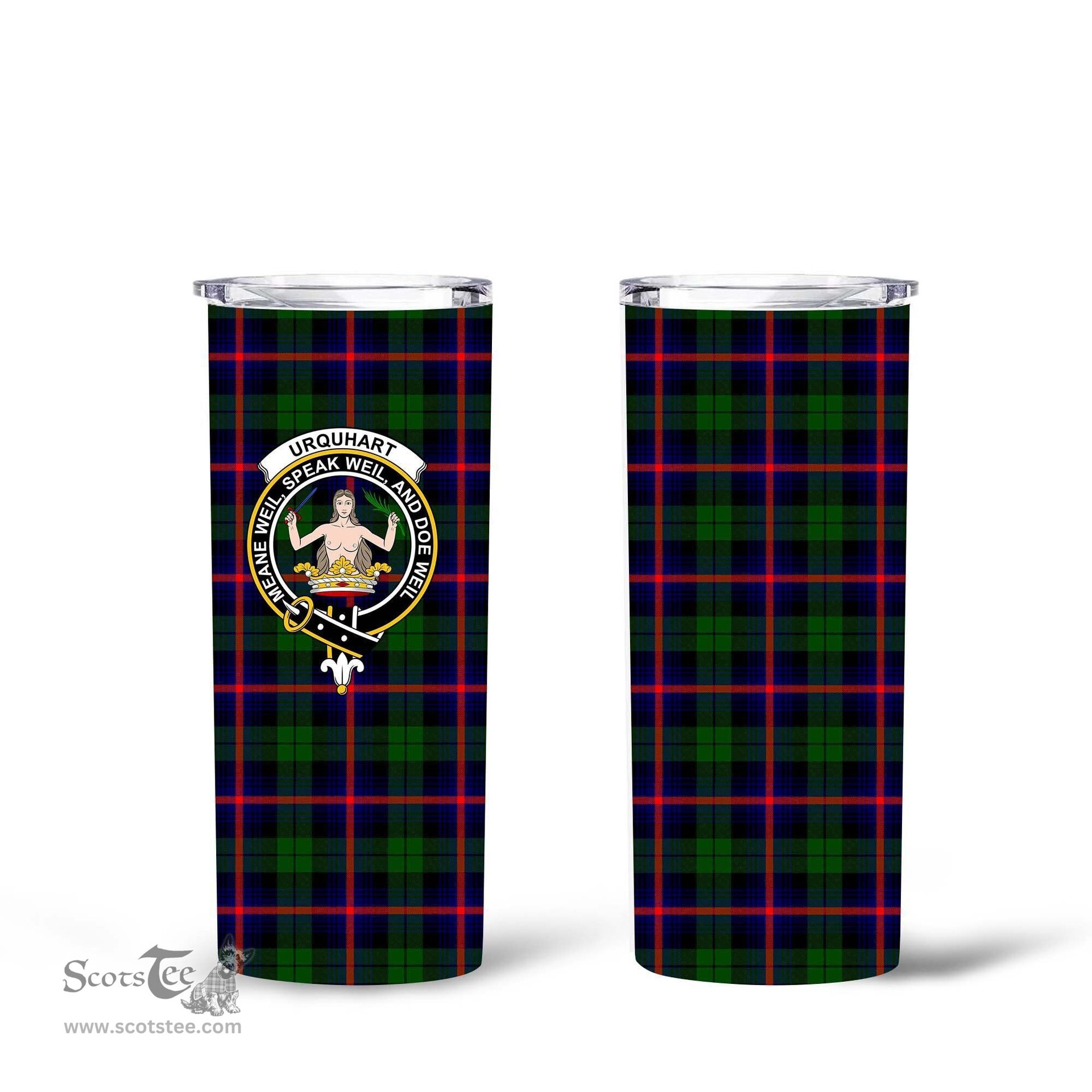 Scottish Urquhart Clan Tartan Tumbler - Tall Glitter Tumbler Scottish Plaid Tartan Plaid