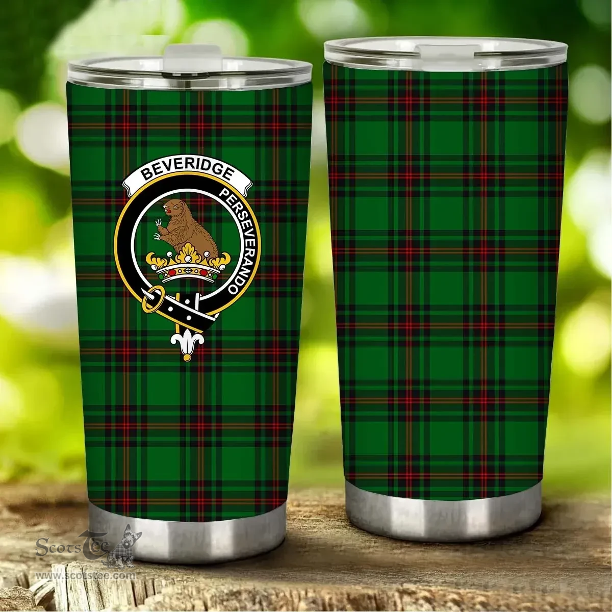 Scottish Beveridge Clan Tartan Tumbler - Stainless Steel Glitter Tumbler Scottish Plaid Tartan Plaid