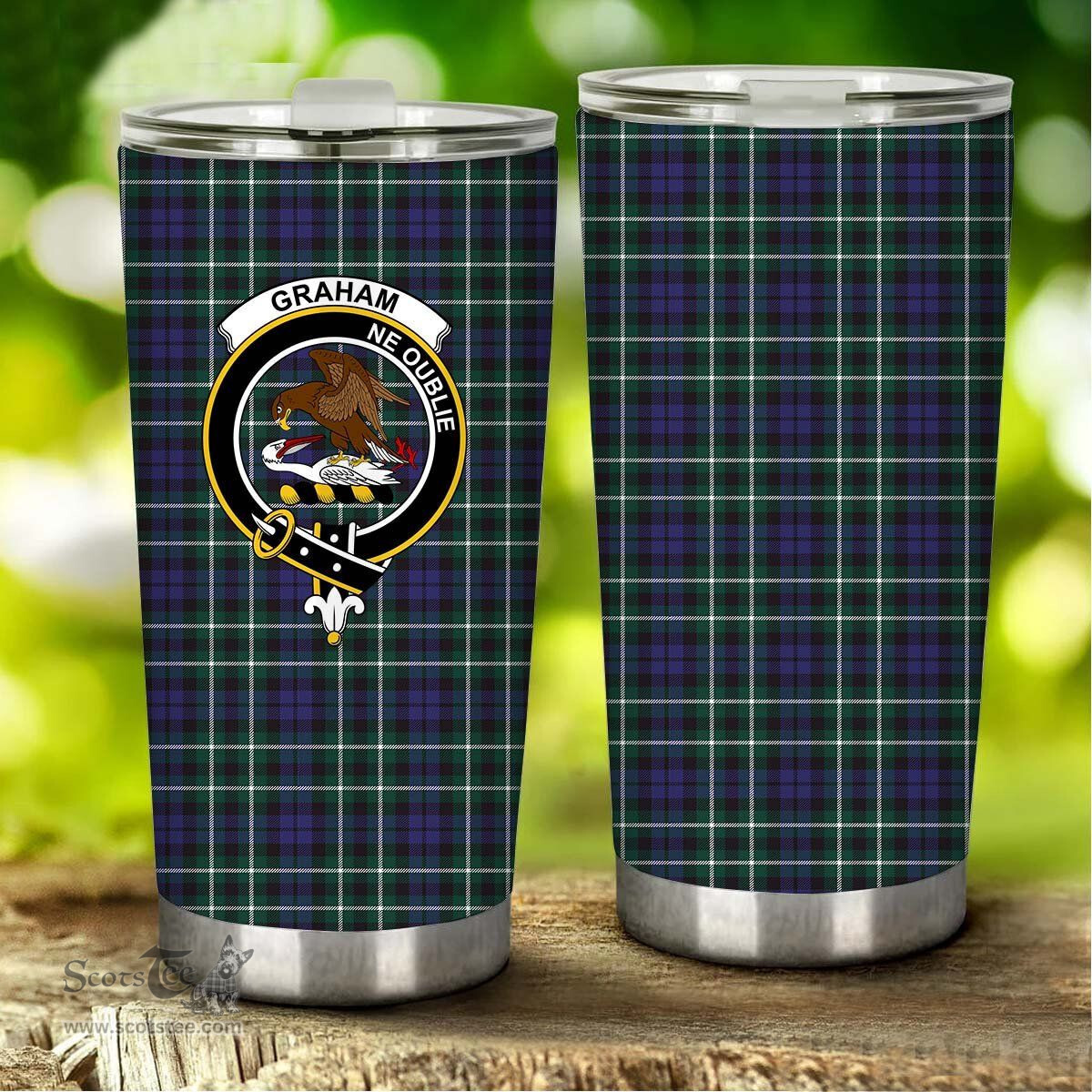 Scottish Graham Clan Tartan Tumbler - Stainless Steel Glitter Tumbler Scottish Plaid Tartan Plaid