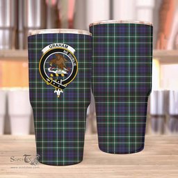 Scottish Graham Clan Tartan Tumbler - Stainless Steel Glitter Tumbler Scottish Plaid Tartan Plaid