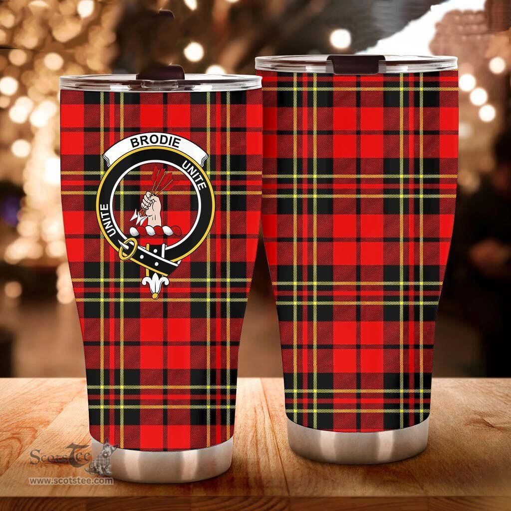 Scottish Brodie Clan Tartan Tumbler - Curved Glitter Tumbler Scottish Plaid Tartan Plaid