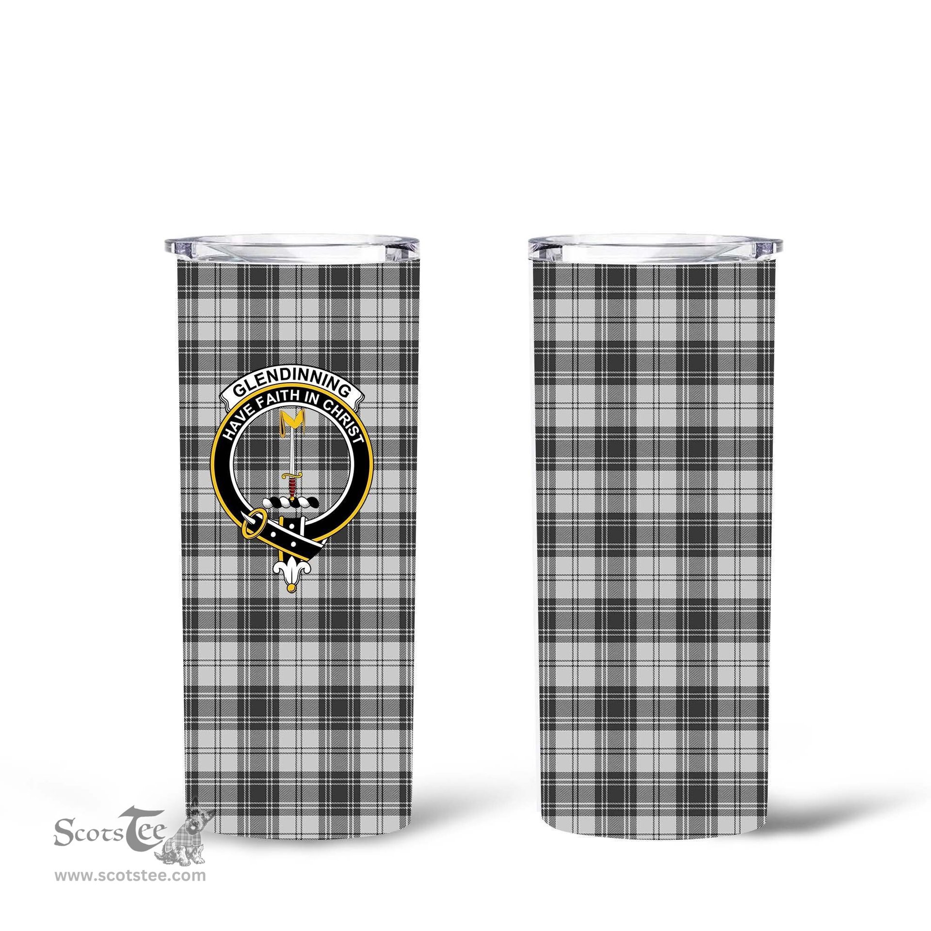 Scottish Glendinning Clan Tartan Tumbler - Tall Glitter Tumbler Scottish Plaid Tartan Plaid