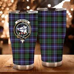 Scottish Galbraith Clan Tartan Tumbler - Curved Glitter Tumbler Scottish Plaid Tartan Plaid