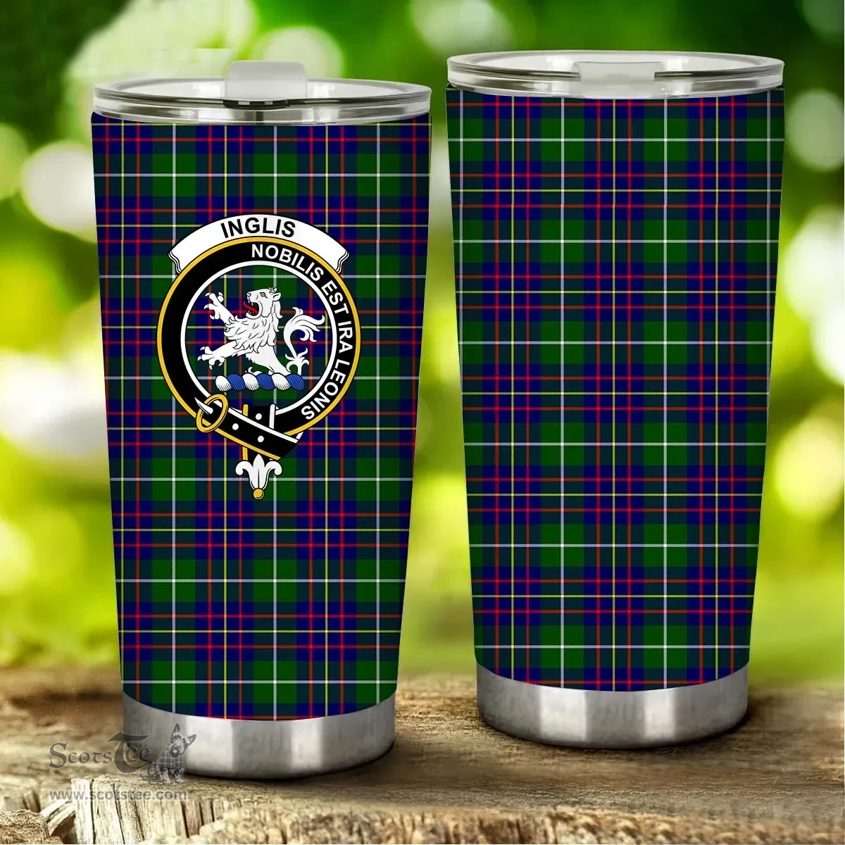 Scottish Inglis Clan Tartan Tumbler - Stainless Steel Glitter Tumbler Scottish Plaid Tartan Plaid