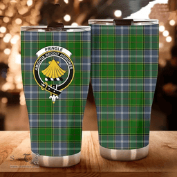 Scottish Pringle Clan Tartan Tumbler - Curved Glitter Tumbler Scottish Plaid Tartan Plaid