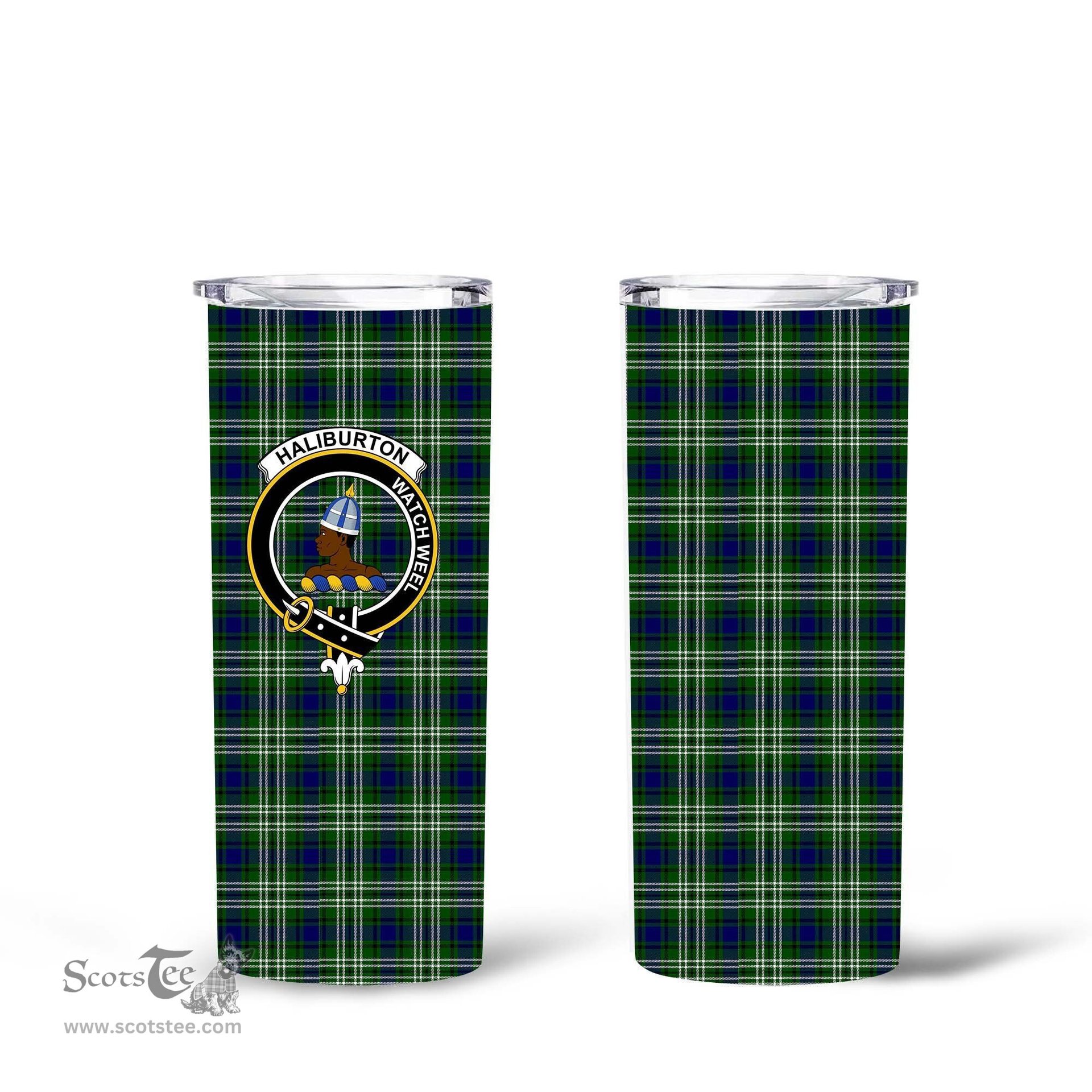 Scottish Haliburton Clan Tartan Tumbler - Tall Glitter Tumbler Scottish Plaid Tartan Plaid