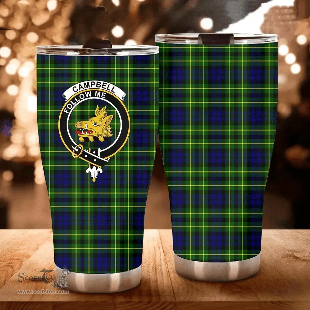 Scottish Campbell of Breadalbane Clan Tartan Tumbler - Curved Glitter Tumbler Scottish Plaid Tartan Plaid
