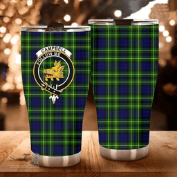 Scottish Campbell of Breadalbane Clan Tartan Tumbler - Curved Glitter Tumbler Scottish Plaid Tartan Plaid