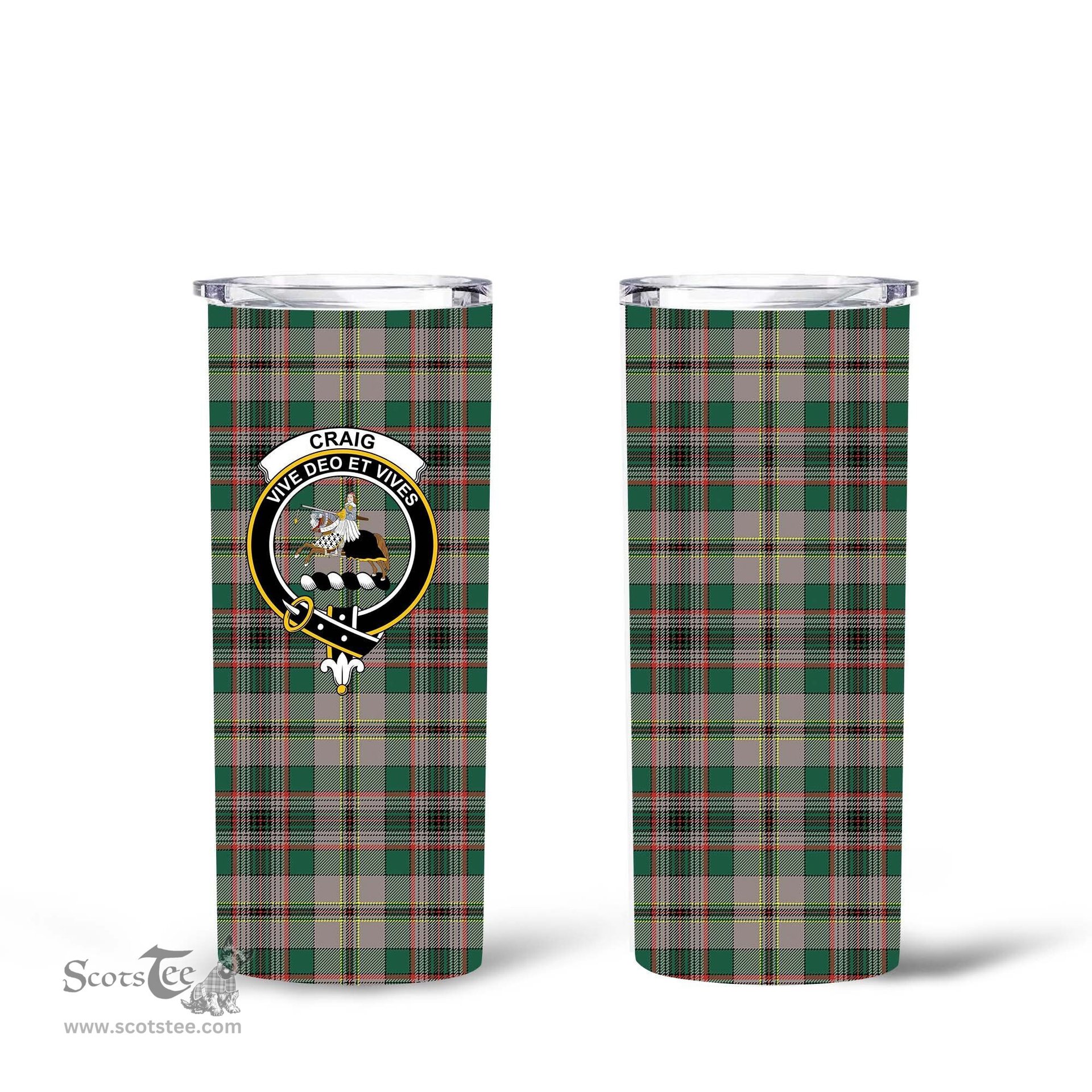 Scottish Craig Ancient Clan Tartan Tumbler - Tall Glitter Tumbler Scottish Plaid Tartan Plaid
