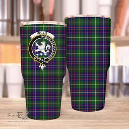 Scottish Inglis Clan Tartan Tumbler - Stainless Steel Glitter Tumbler Scottish Plaid Tartan Plaid