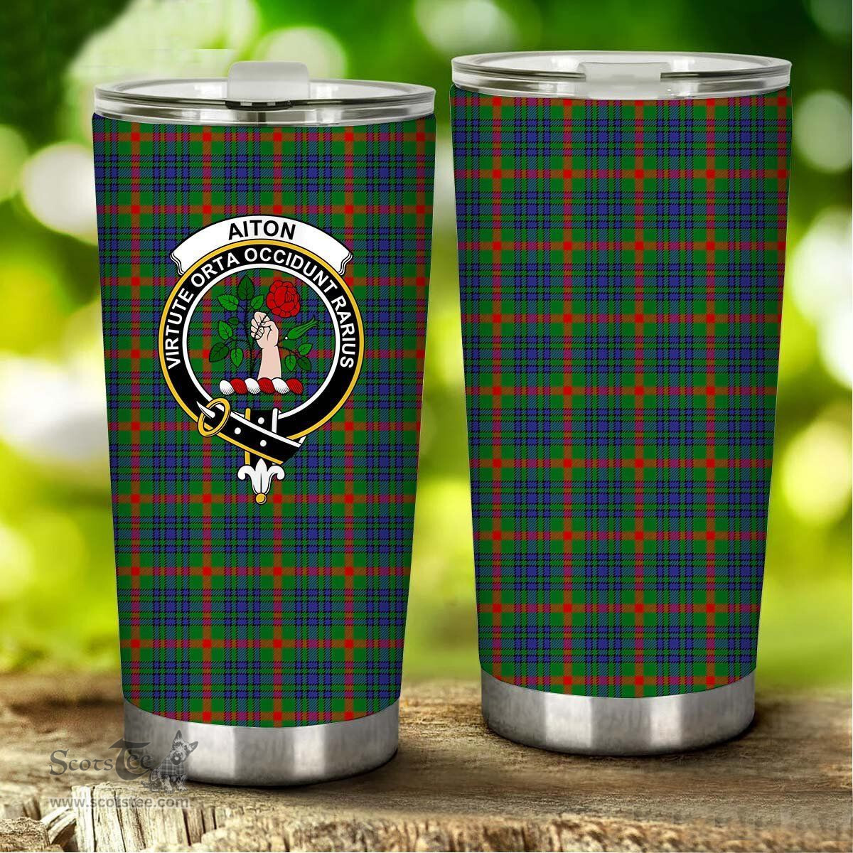 Scottish Aiton Clan Tartan Tumbler - Stainless Steel Glitter Tumbler Scottish Plaid Tartan Plaid