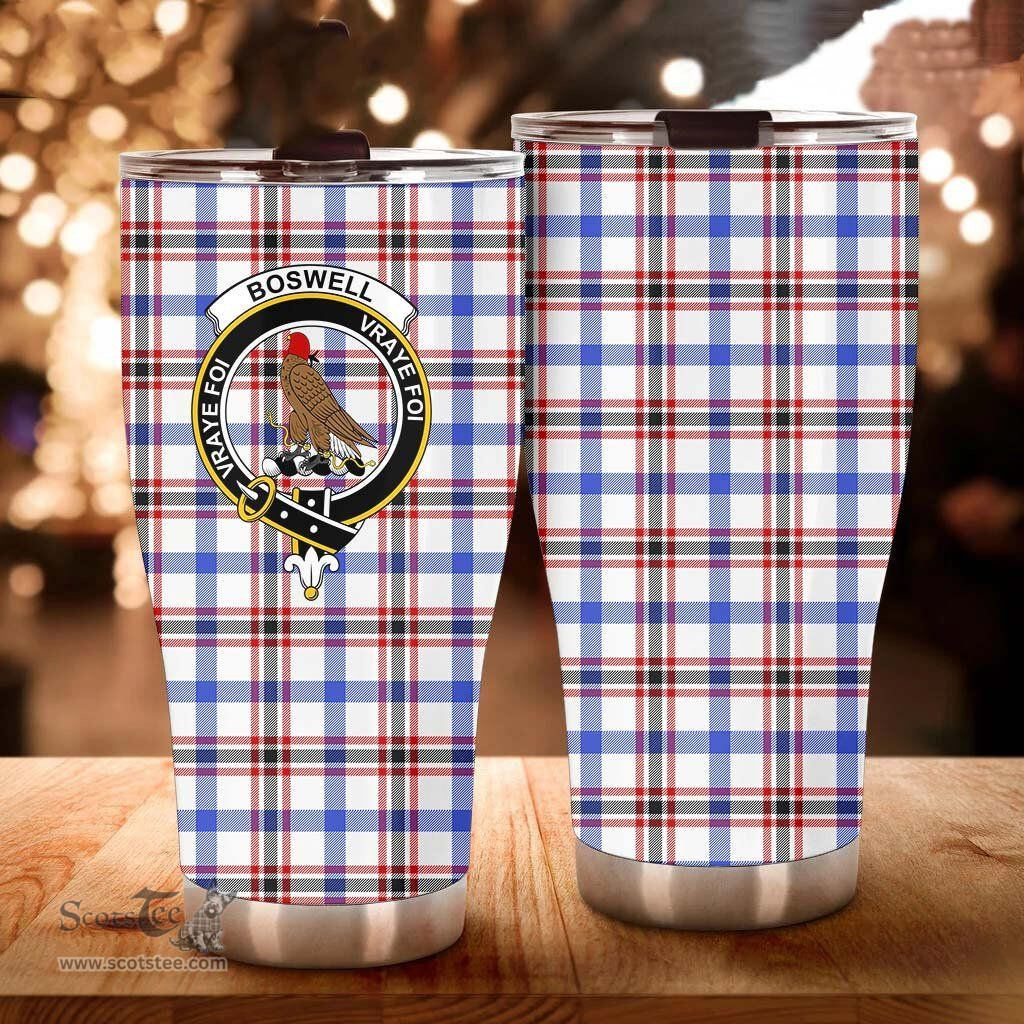 Scottish Boswell Clan Tartan Tumbler - Curved Glitter Tumbler Scottish Plaid Tartan Plaid