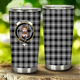 Scottish MENZIES BLACK_WHITE MODERN Clan Tartan Tumbler - Stainless Steel Glitter Tumbler Scottish Plaid Tartan Plaid