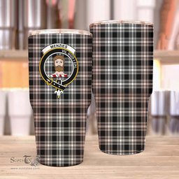 Scottish MENZIES BLACK_WHITE MODERN Clan Tartan Tumbler - Stainless Steel Glitter Tumbler Scottish Plaid Tartan Plaid