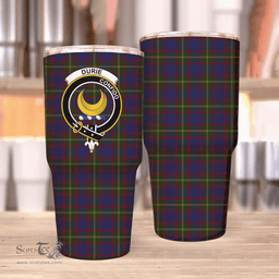 Scottish Durie Clan Tartan Tumbler - Stainless Steel Glitter Tumbler Scottish Plaid Tartan Plaid