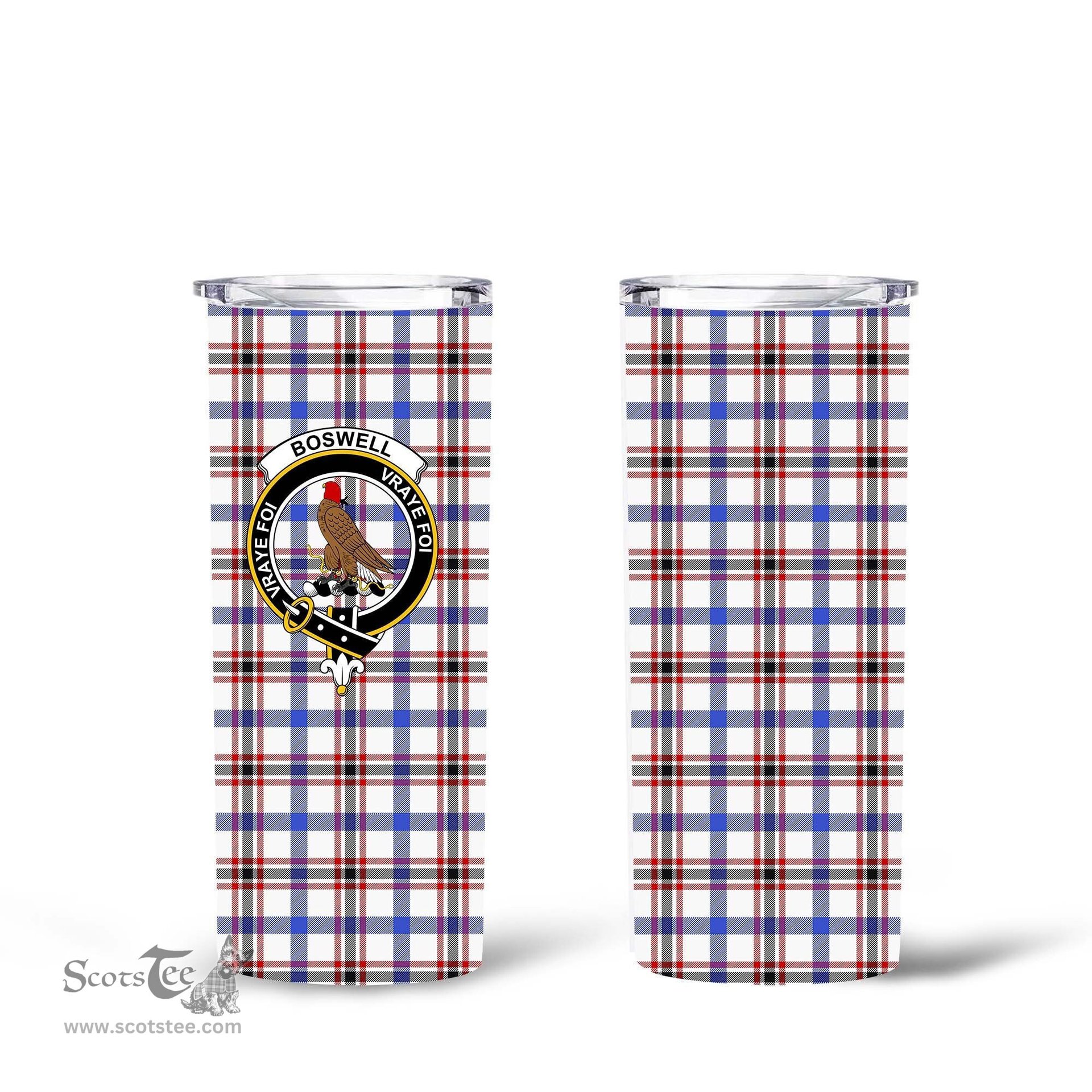 Scottish Boswell Clan Tartan Tumbler - Tall Glitter Tumbler Scottish Plaid Tartan Plaid