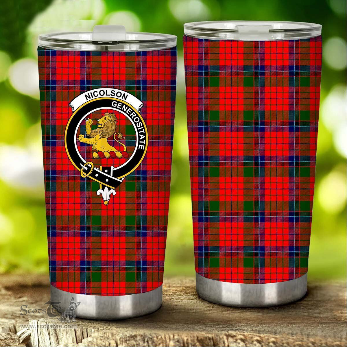Scottish Nicolson Clan Tartan Tumbler - Stainless Steel Glitter Tumbler Scottish Plaid Tartan Plaid