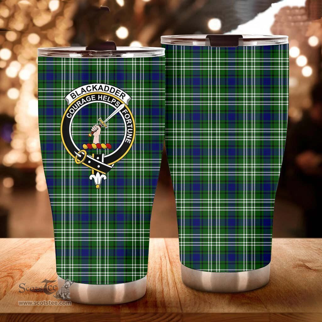 Scottish Blackadder Clan Tartan Tumbler - Curved Glitter Tumbler Scottish Plaid Tartan Plaid