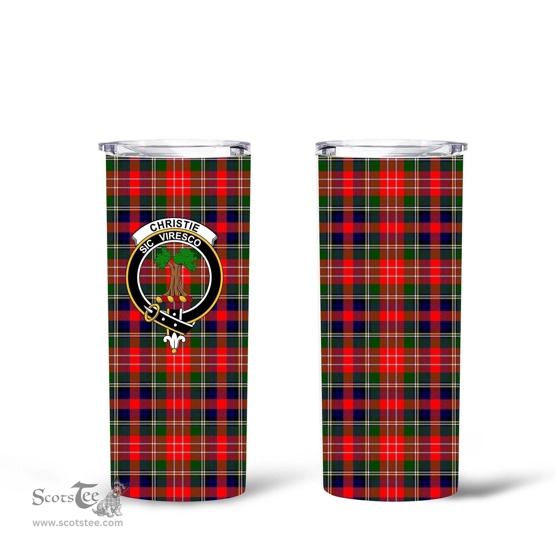 Scottish Christie Clan Tartan Tumbler - Tall Glitter Tumbler Scottish Plaid Tartan Plaid