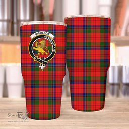 Scottish Nicolson Clan Tartan Tumbler - Stainless Steel Glitter Tumbler Scottish Plaid Tartan Plaid