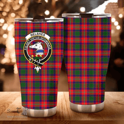 Scottish Belshes Clan Tartan Tumbler - Curved Glitter Tumbler Scottish Plaid Tartan Plaid