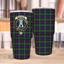 Scottish Malcolm (or MacCallum) Clan Tartan Tumbler - Stainless Steel Glitter Tumbler Scottish Plaid Tartan Plaid