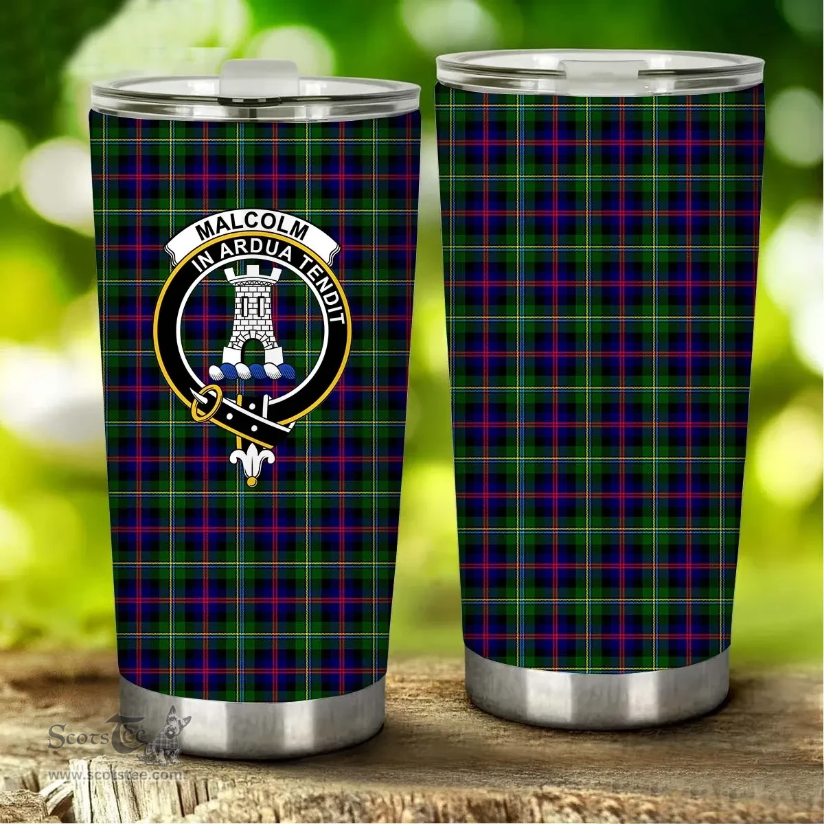 Scottish Malcolm (or MacCallum) Clan Tartan Tumbler - Stainless Steel Glitter Tumbler Scottish Plaid Tartan Plaid