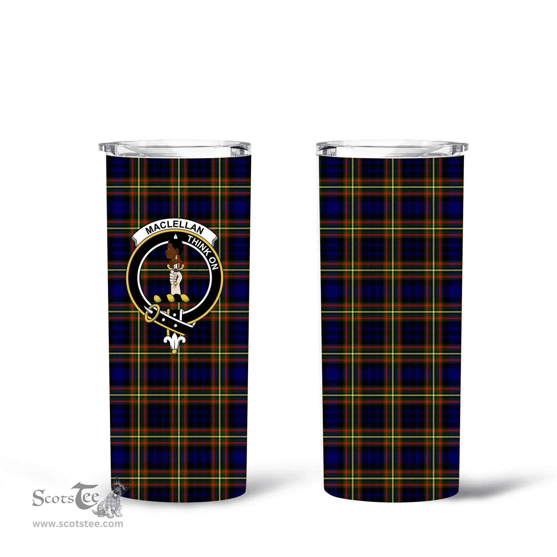 Scottish MacLellan Clan Tartan Tumbler - Tall Glitter Tumbler Scottish Plaid Tartan Plaid