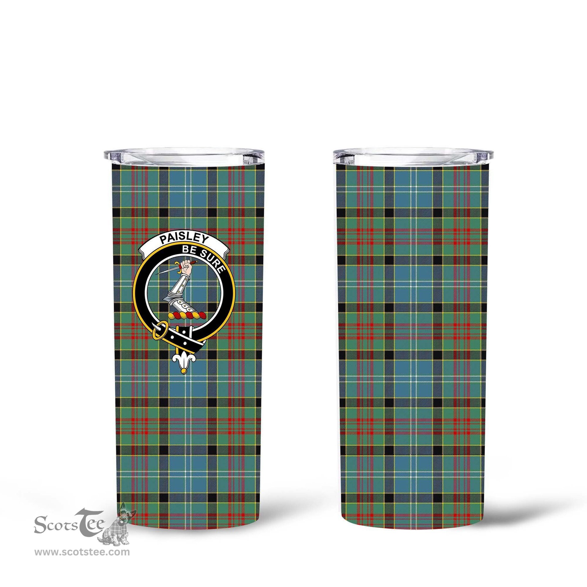 Scottish Paisley Clan Tartan Tumbler - Tall Glitter Tumbler Scottish Plaid Tartan Plaid