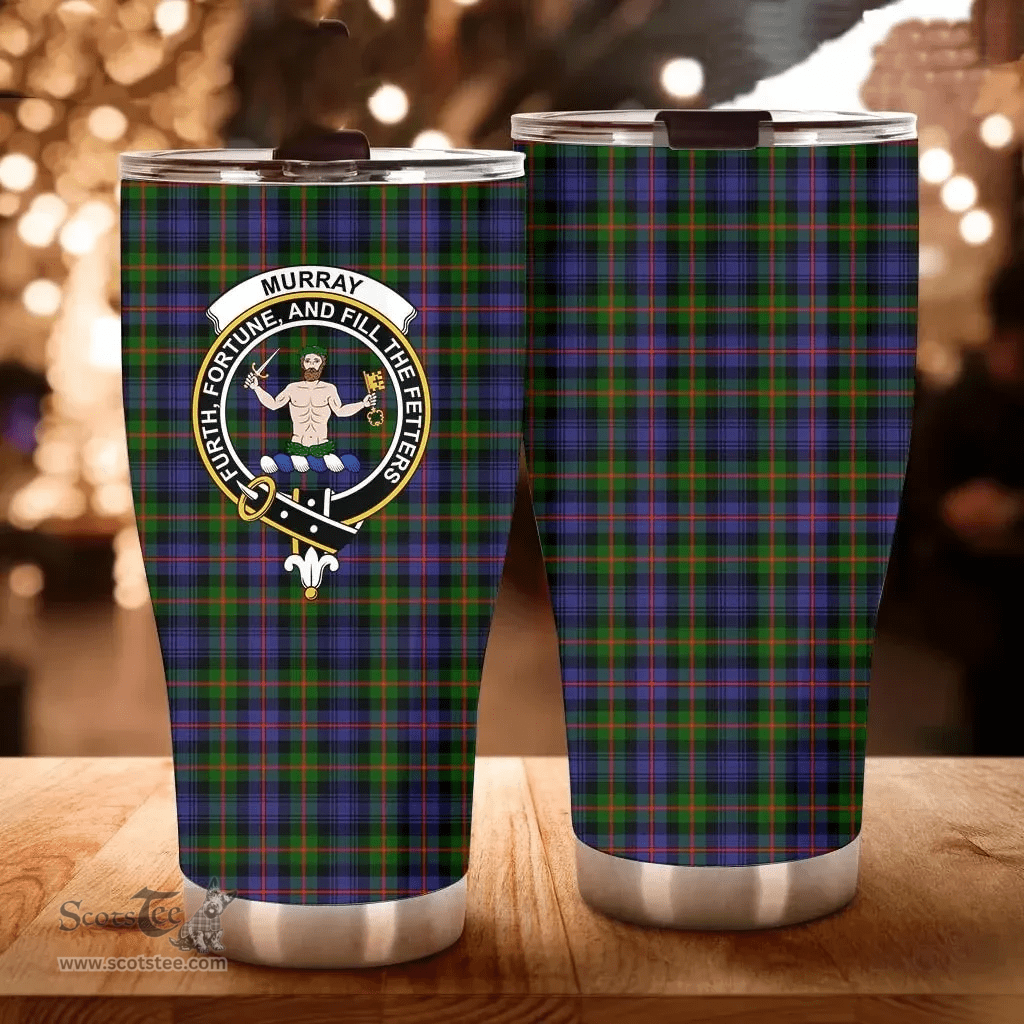 Scottish Murray (of Atholl) Clan Tartan Tumbler - Curved Glitter Tumbler Scottish Plaid Tartan Plaid