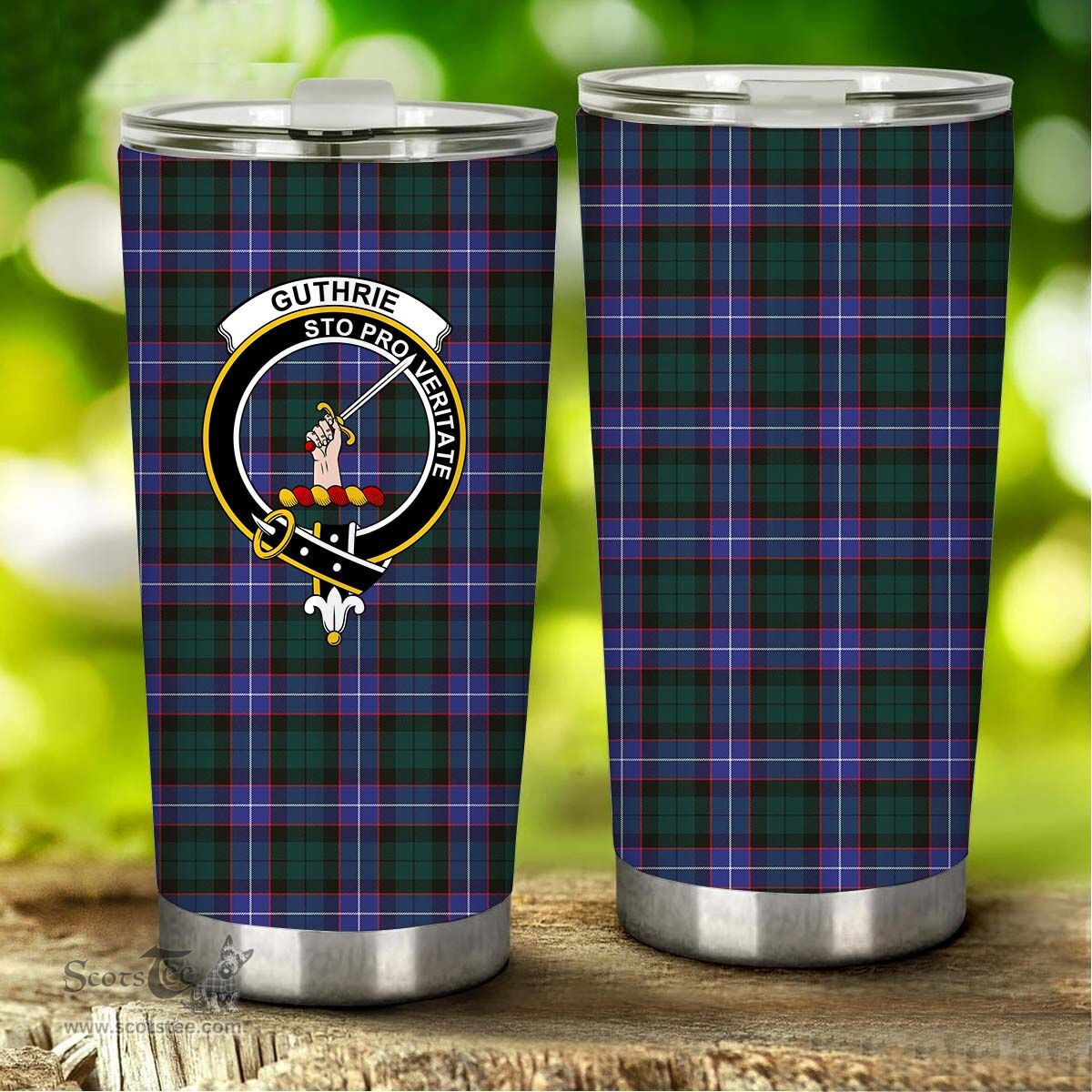 Scottish Guthrie Clan Tartan Tumbler - Stainless Steel Glitter Tumbler Scottish Plaid Tartan Plaid