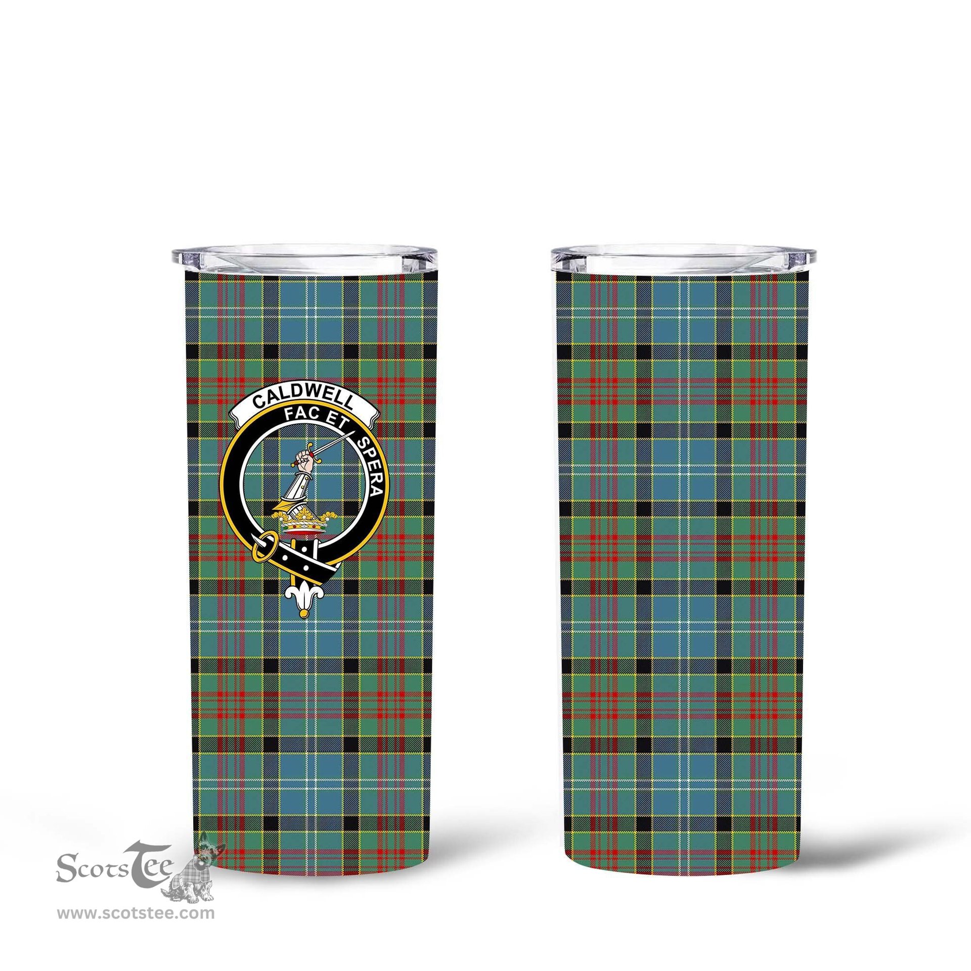 Scottish Caldwell Clan Tartan Tumbler - Tall Glitter Tumbler Scottish Plaid Tartan Plaid