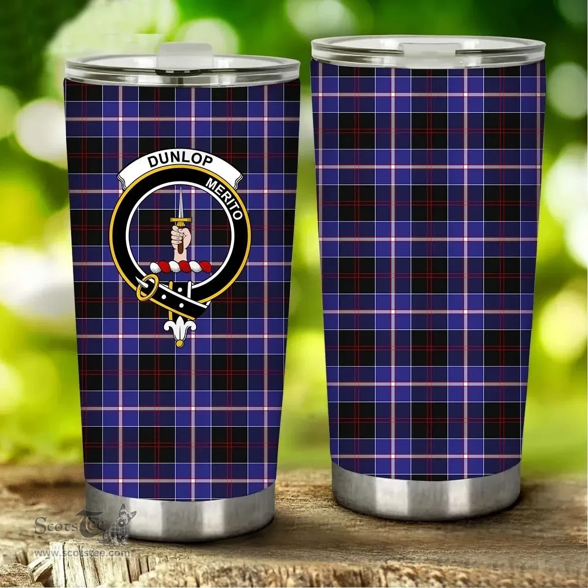 Scottish Dunlop Clan Tartan Tumbler - Stainless Steel Glitter Tumbler Scottish Plaid Tartan Plaid
