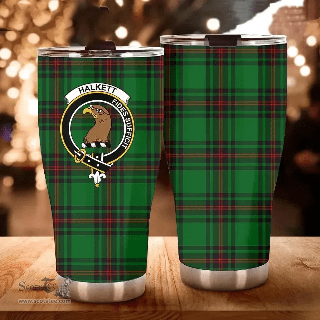 Scottish Halkett Clan Tartan Tumbler - Curved Glitter Tumbler Scottish Plaid Tartan Plaid