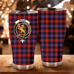Scottish Broun Clan Tartan Tumbler - Curved Glitter Tumbler Scottish Plaid Tartan Plaid